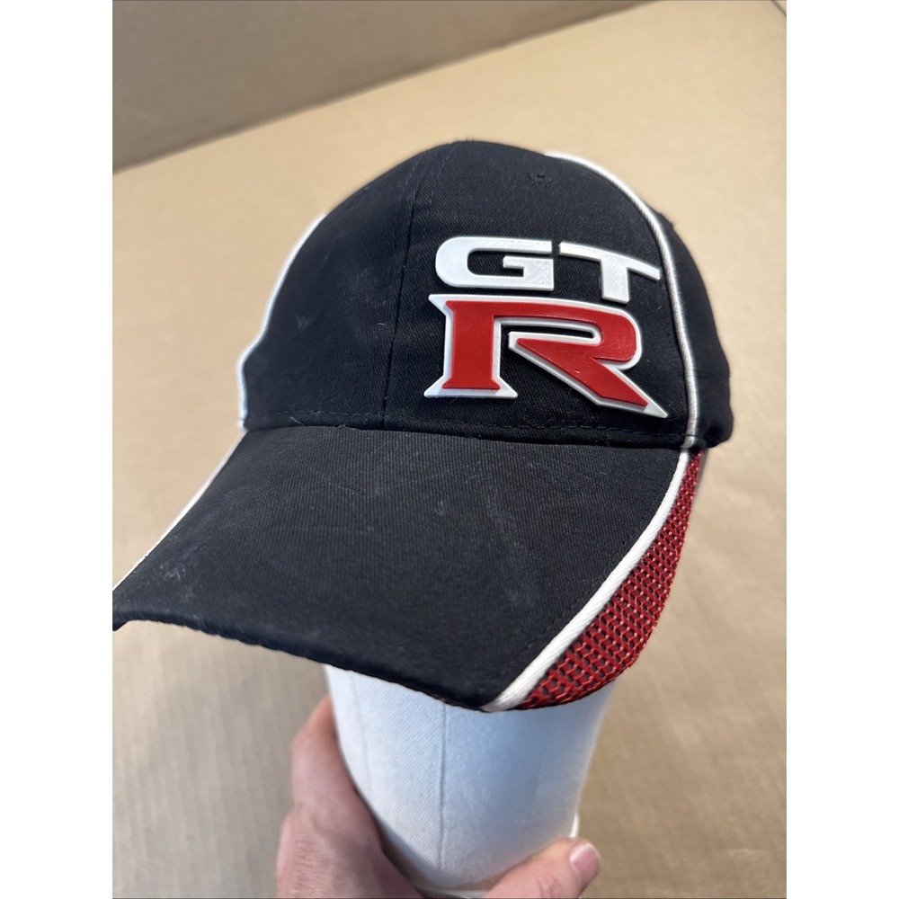 GT R Black Nissan GTR Baseball Cap Red Trim Adult Car Racing Hat Strap Auto